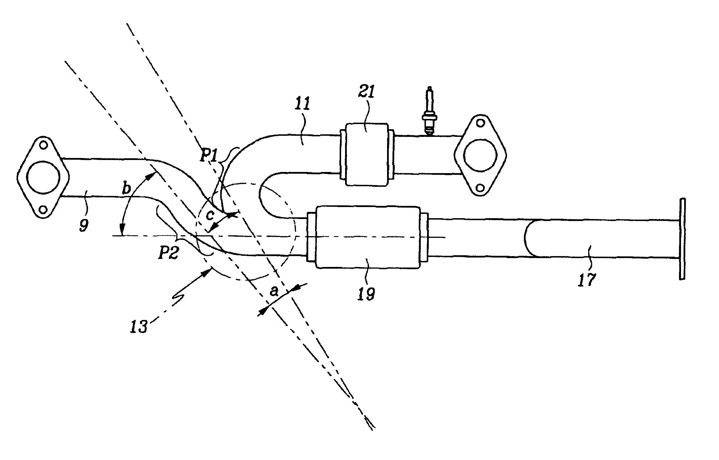 Exhaust system for a V-type engine