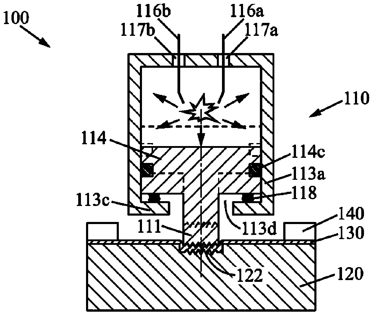 Indirect electrohydraulic press forming tool, device and method