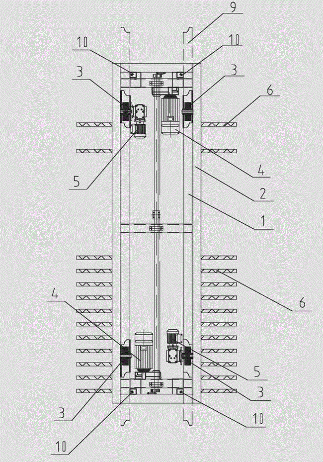 Comb tooth exchange transportation vehicle of self-stabilizing structure and vehicle parking fixing frame used cooperatively