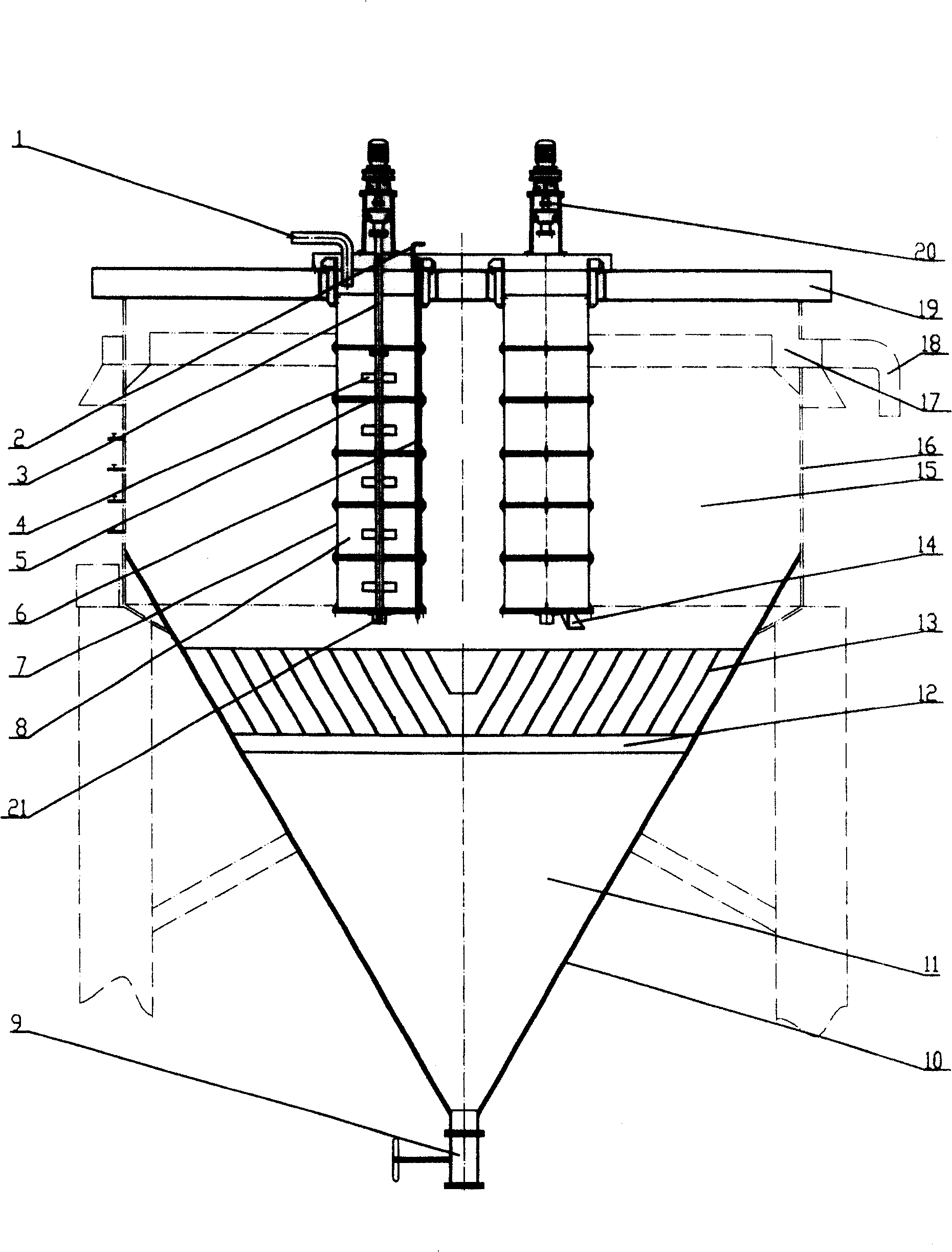 Highly effective reaction deep-cone settling method and apparatus