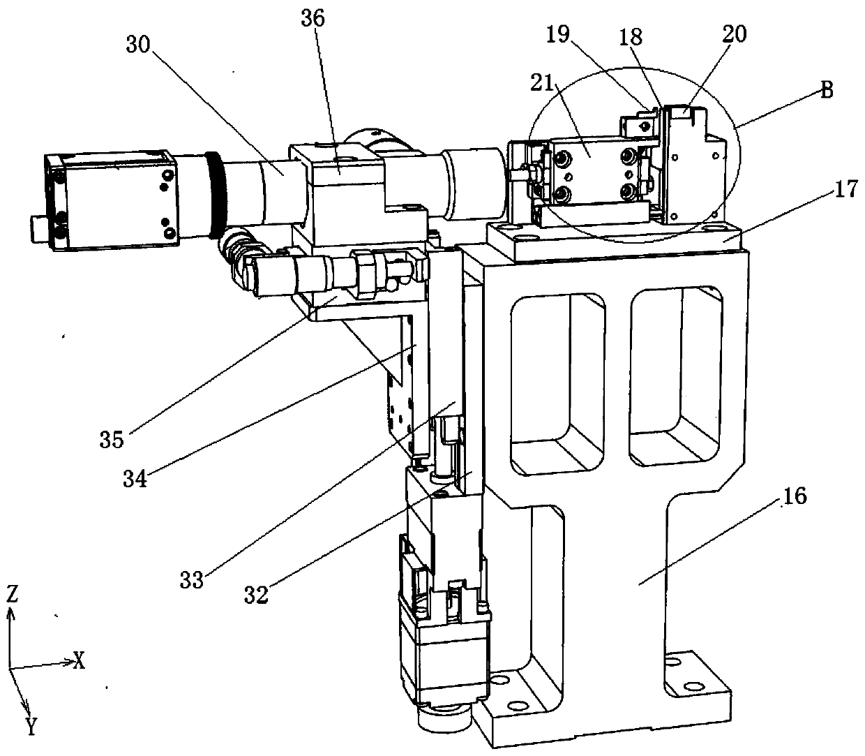 Coupling device with electrode fixture applied to coupling of laser and silicon waveguide