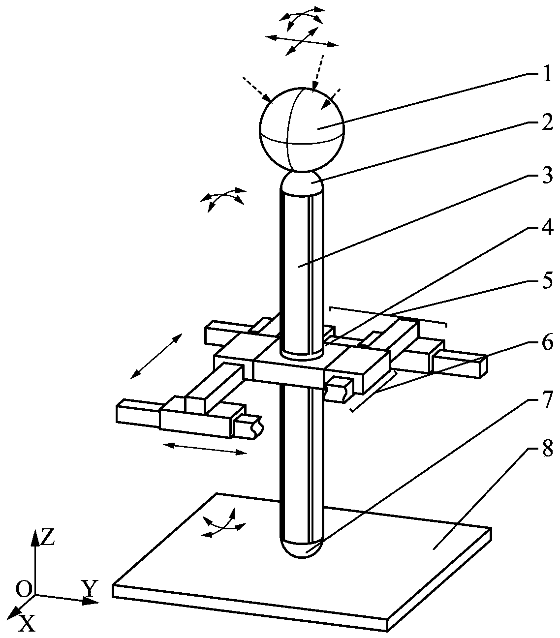 Piezoelectric driving ultra-precision four-degree-of-freedom positioning and attitude adjusting mechanism and excitation method thereof