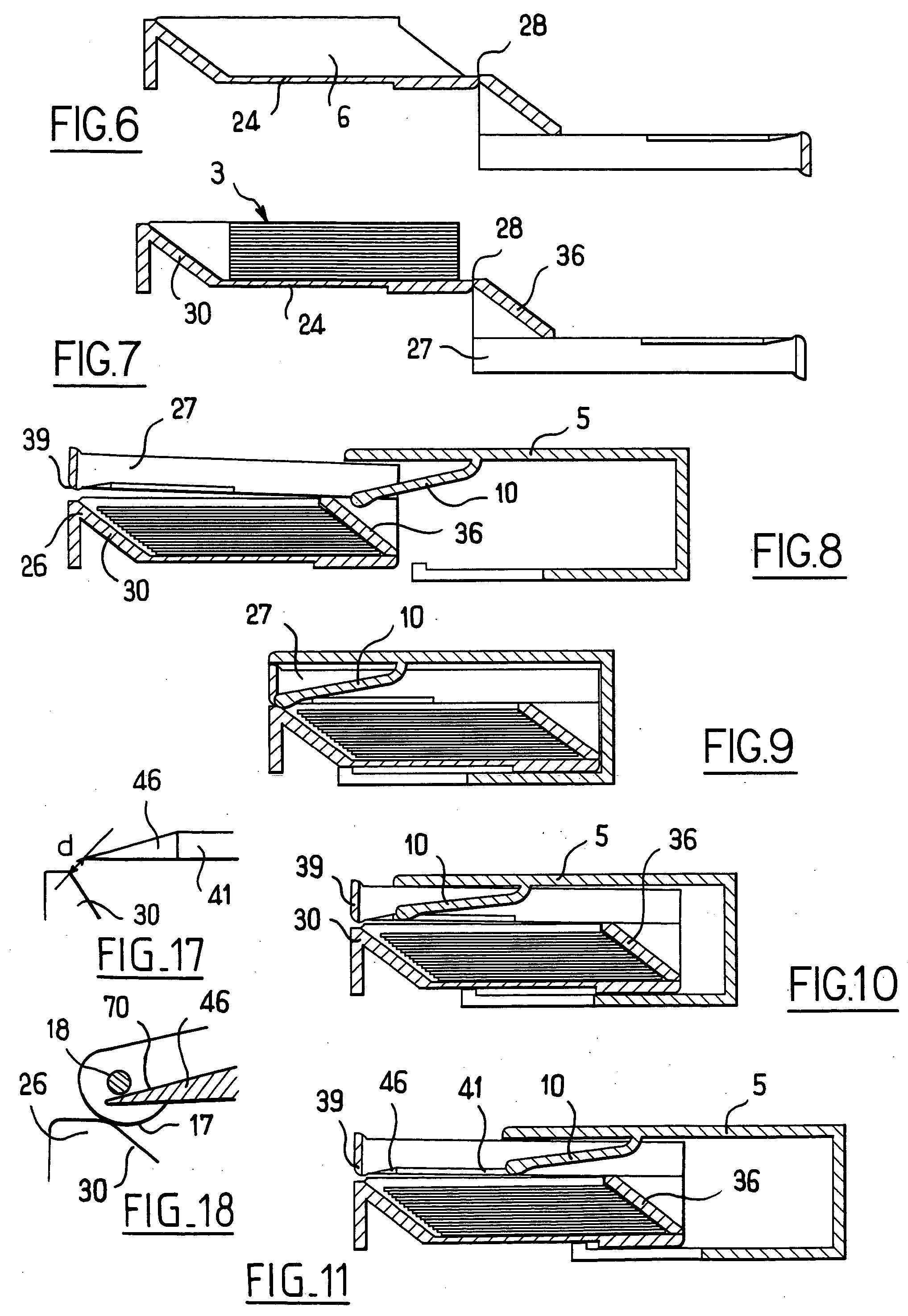 Device for packaging and dispensing stacked items, in particular cosmetics on a medium