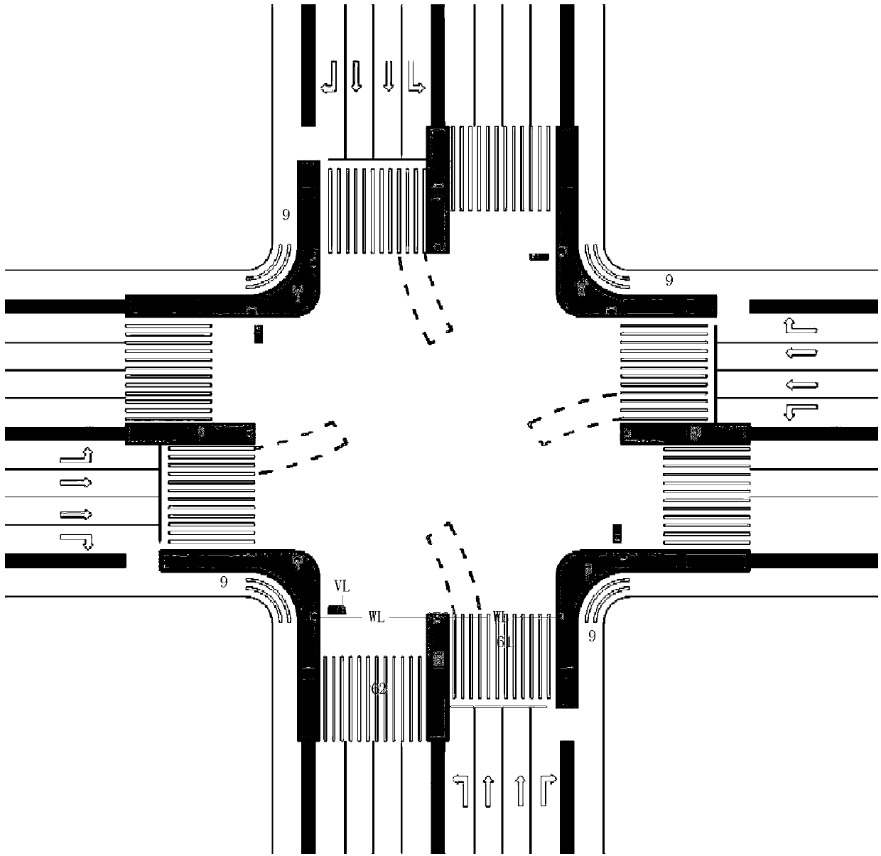 Humanized efficient pedestrian crossing facility and control method thereof