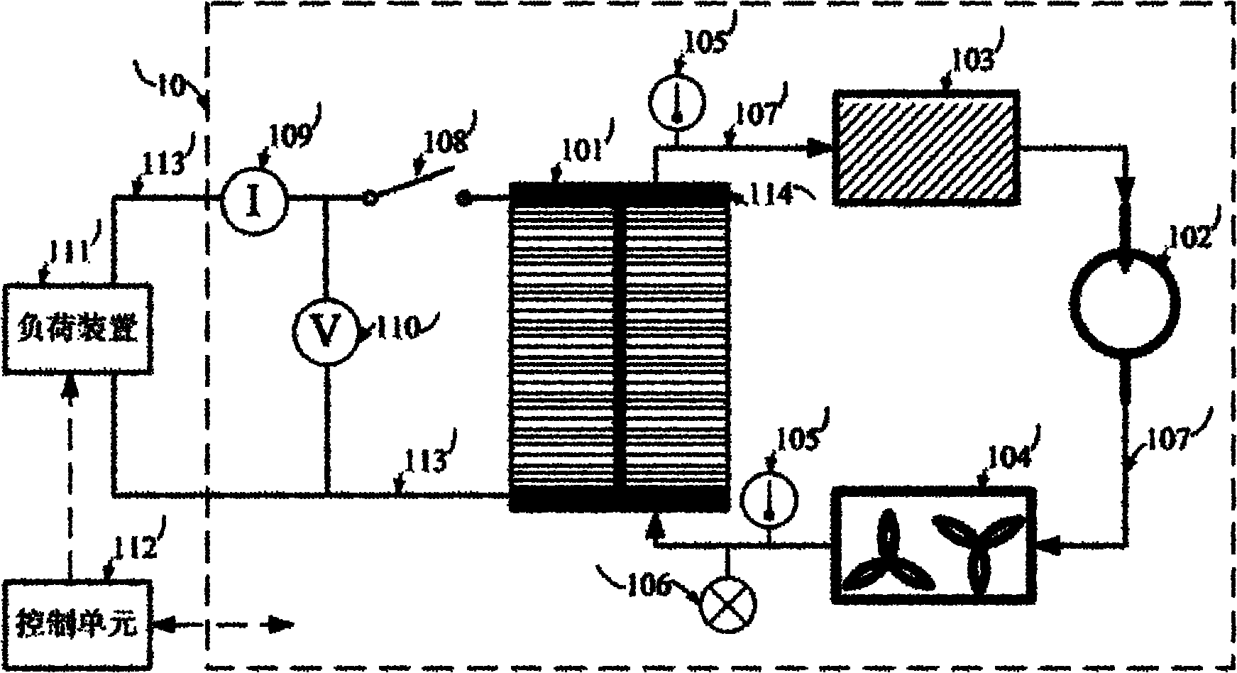 Fuel cell cooling circulation water tank heating device