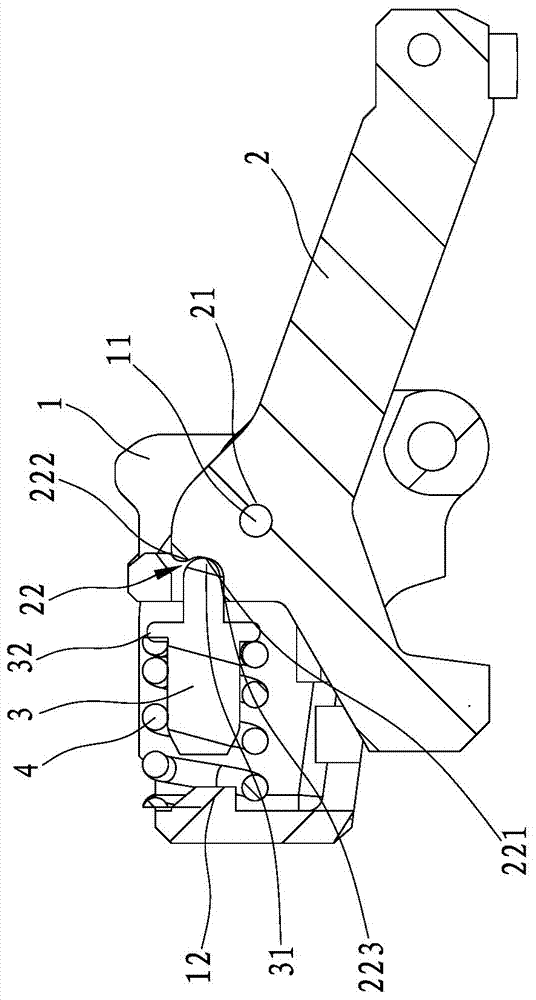 A self-locking structure after the moving contact of a circuit breaker is repelled