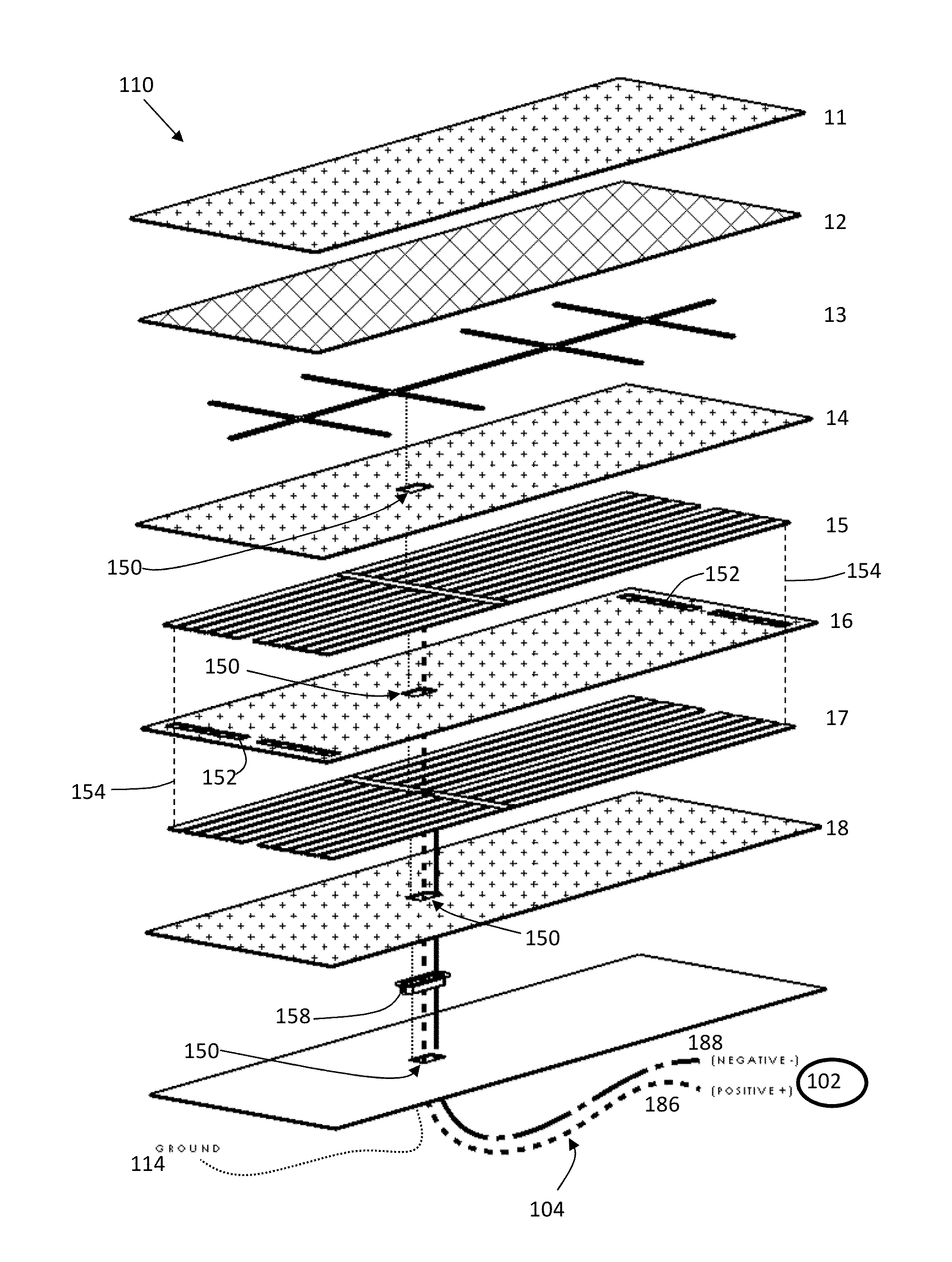 Printed shield with grounded matrix and pass through solder point systems and methods