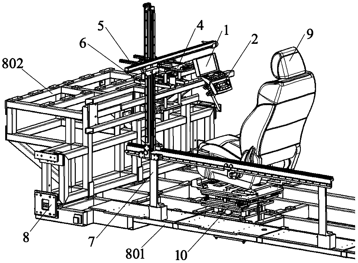 Automobile instrument board middle layout test device and verification method thereof