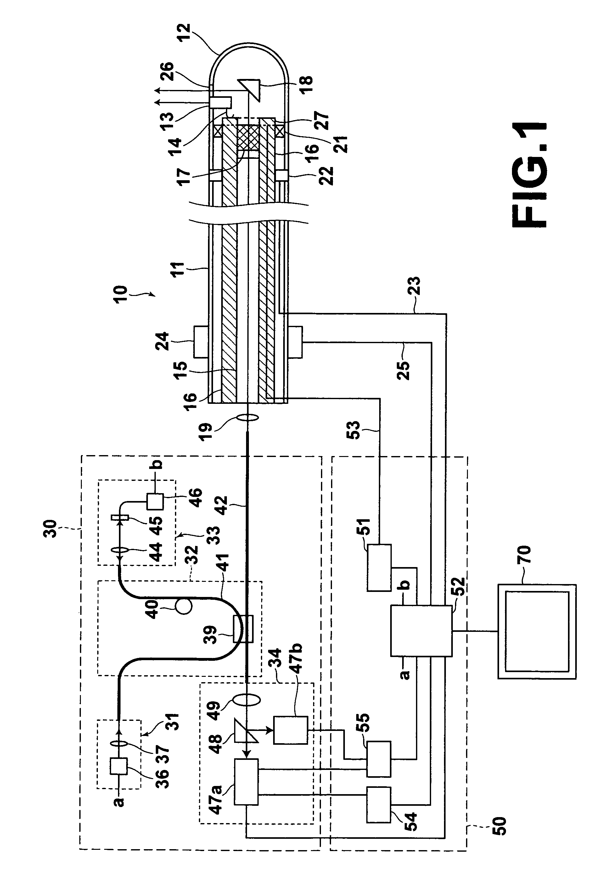 Apparatus for acquiring tomographic image formed by ultrasound-modulated fluorescence