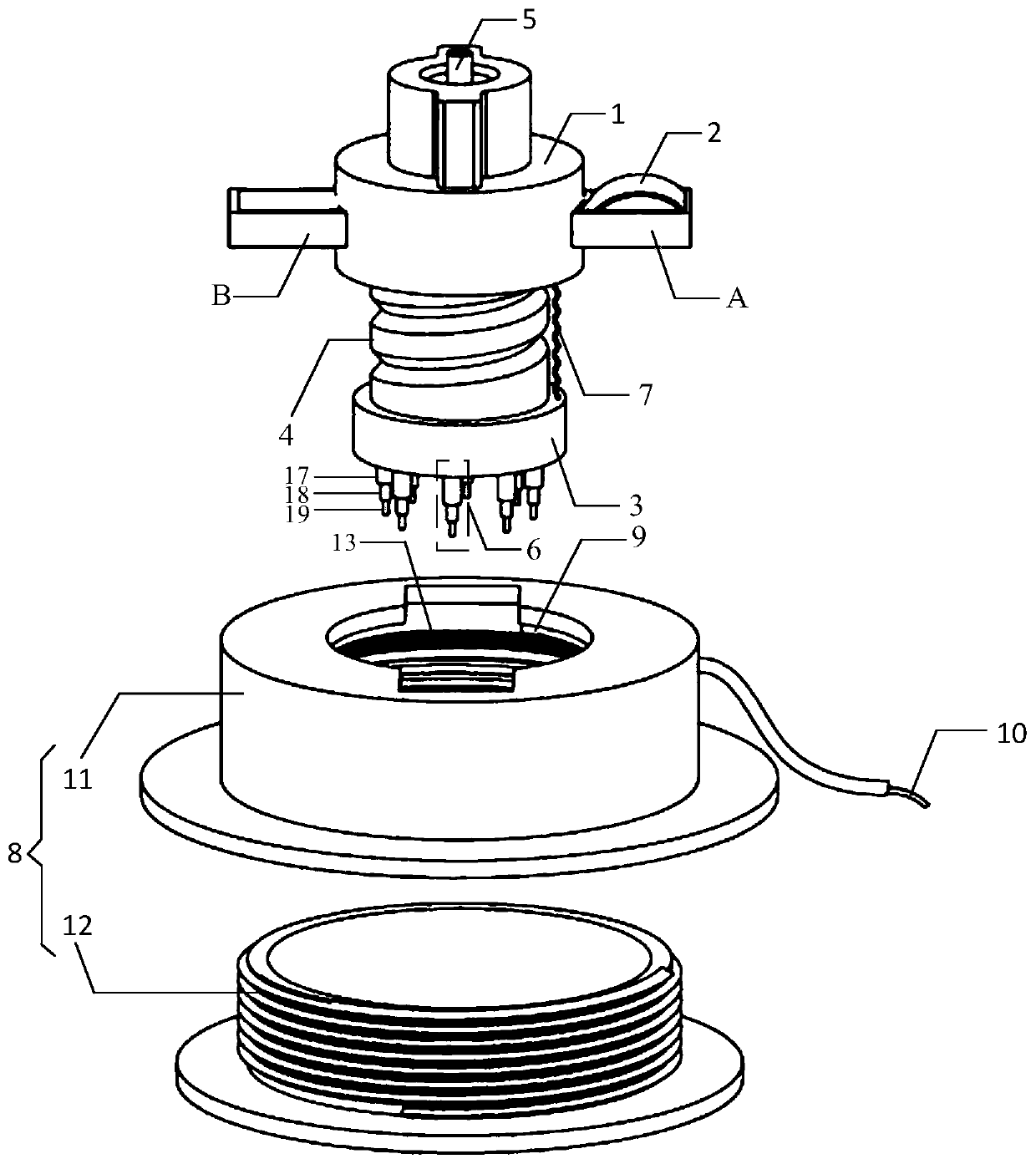 A dry electrode and wearable EEG detection device using an airbag to adjust the depth