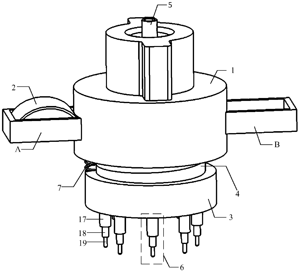 A dry electrode and wearable EEG detection device using an airbag to adjust the depth