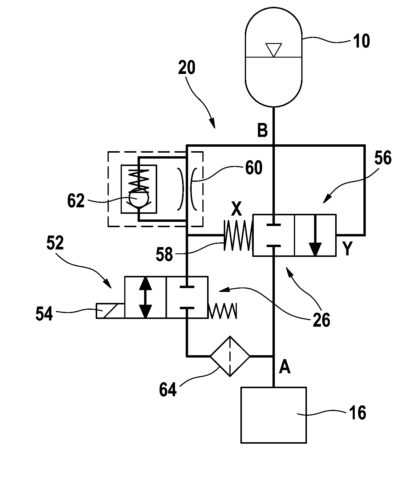 Apparatus for controlling a hydraulic accumulator of a hydraulic system