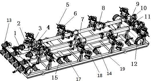 A large displacement integrated fracturing high and low pressure manifold device