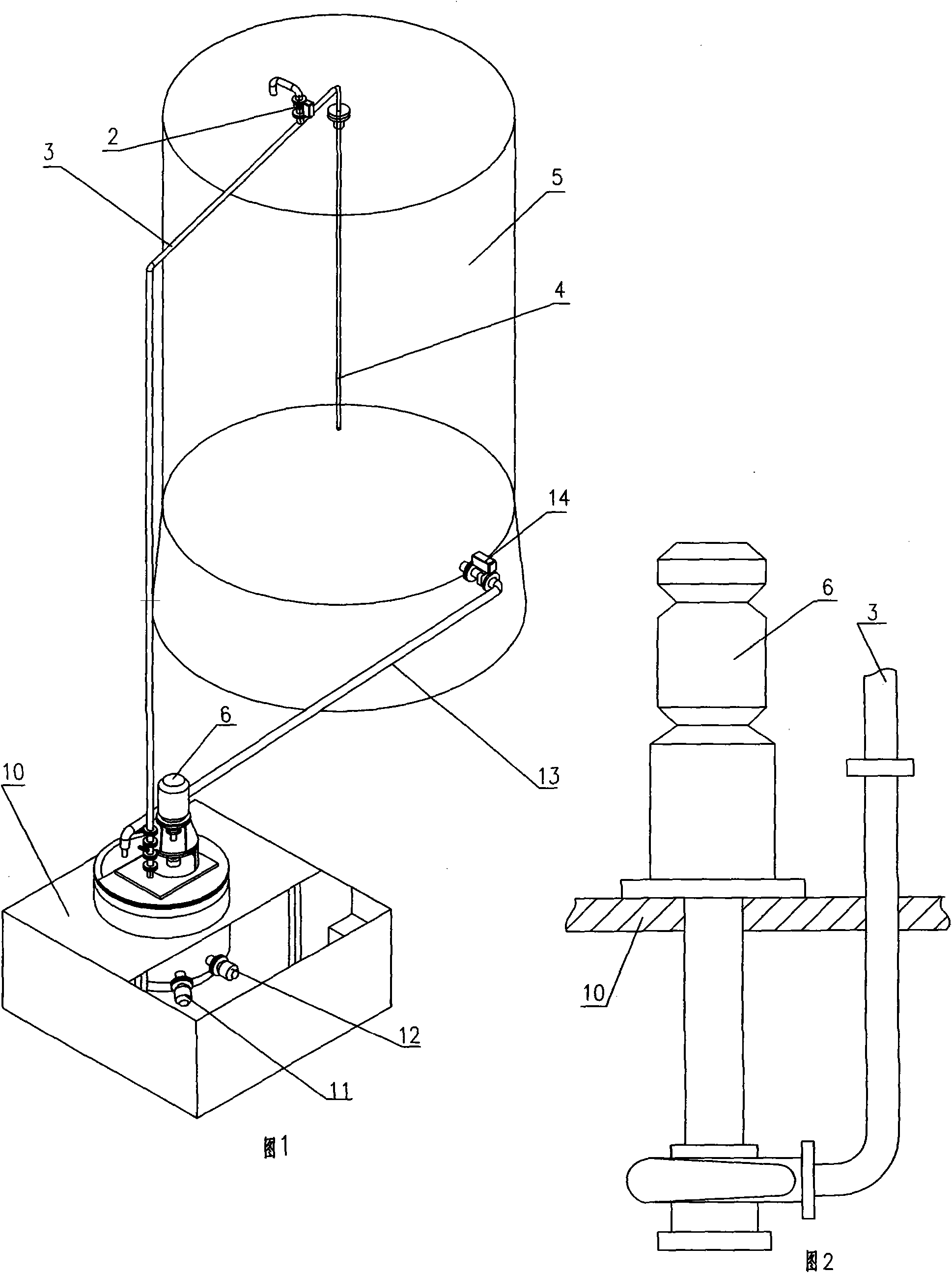 Pumping device and system for jet stirring of ammonium nitrate solution