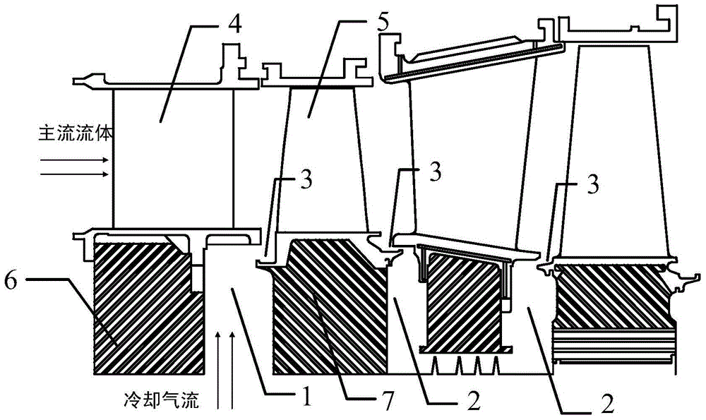 Radial rim sealing structure with damping holes and flow guide blades