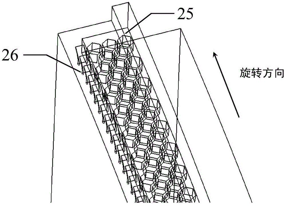 Radial rim sealing structure with damping holes and flow guide blades