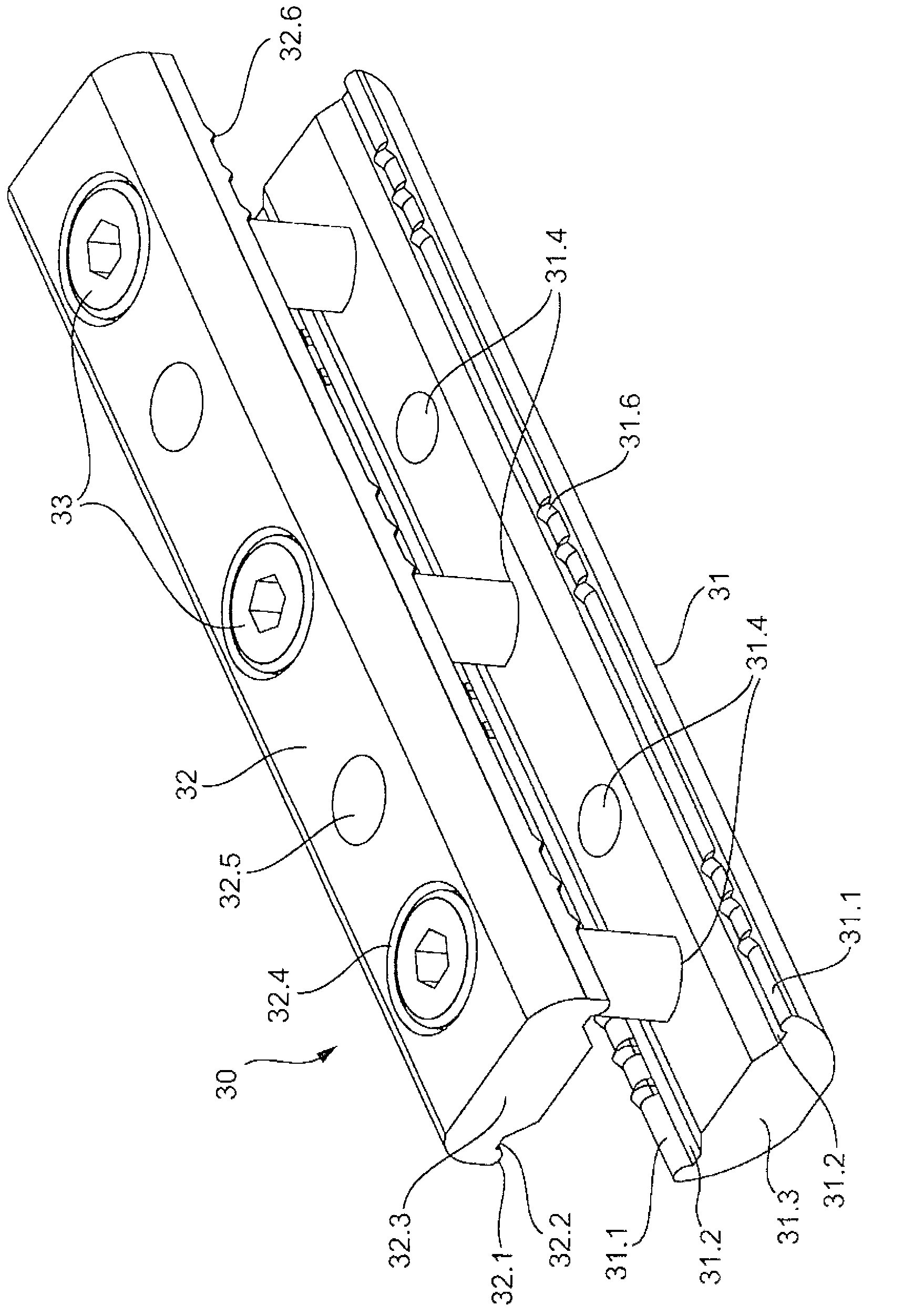 Profiled support element for a support arm system