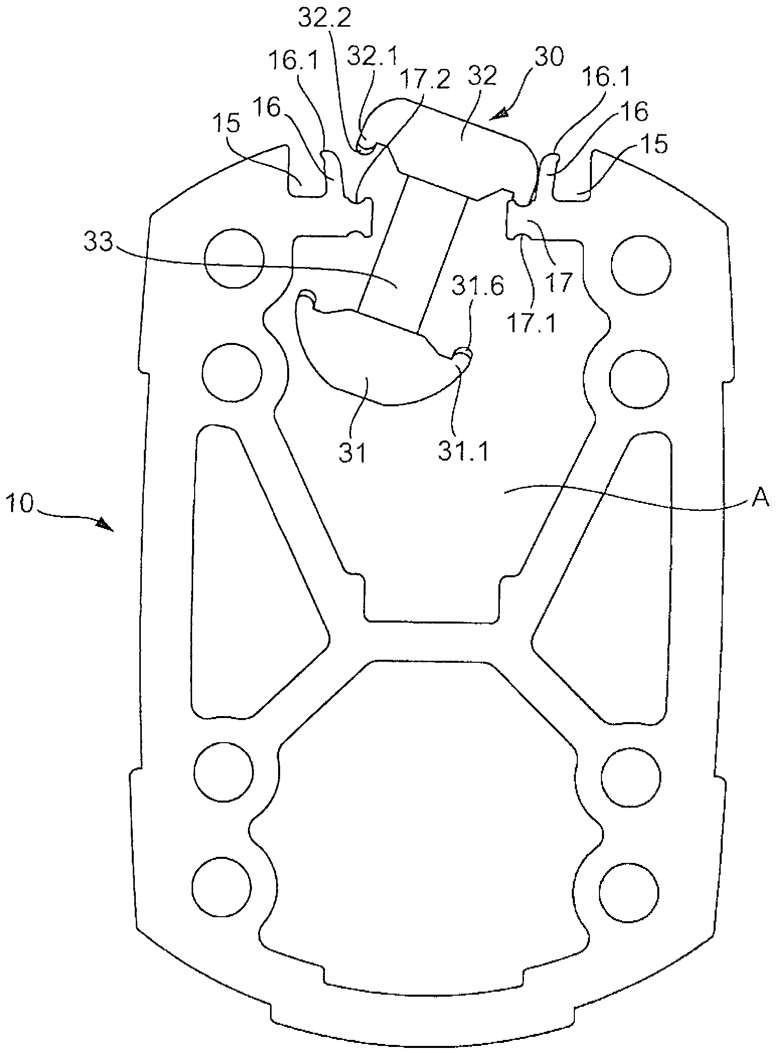 Profiled support element for a support arm system