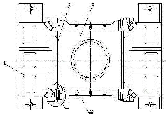 Frame type hydraulic machine guiding structure special for hot press forging of high-speed rail part