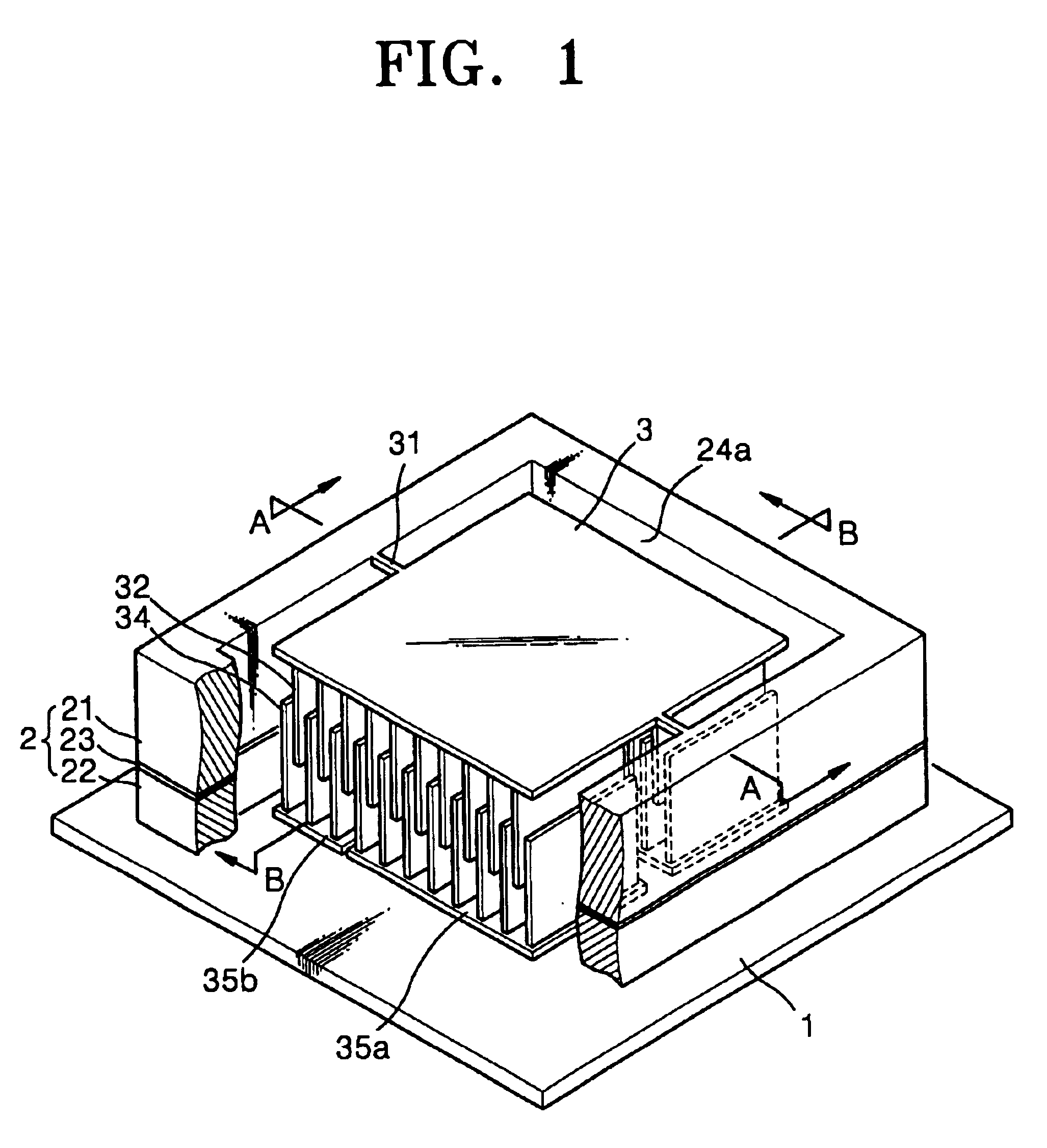 Micro-actuator with interdigitated combs perpendicular to a base