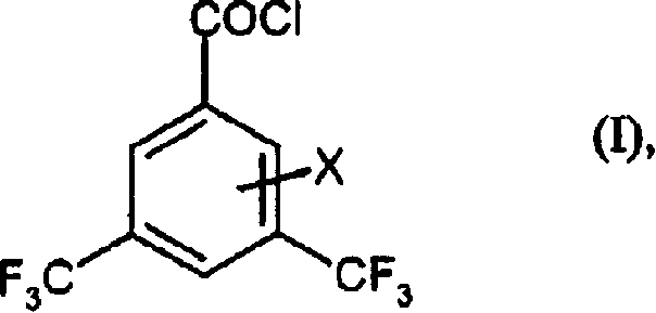 Preparation method of 3,5-di (trifluoromethyl) benzoyl chloride and new 3,5-di trihalomethyl benzoylate A and 3,5-dimethyl benzoylate A