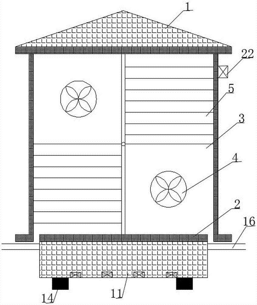 Transformer station with cooling device and water drainage device