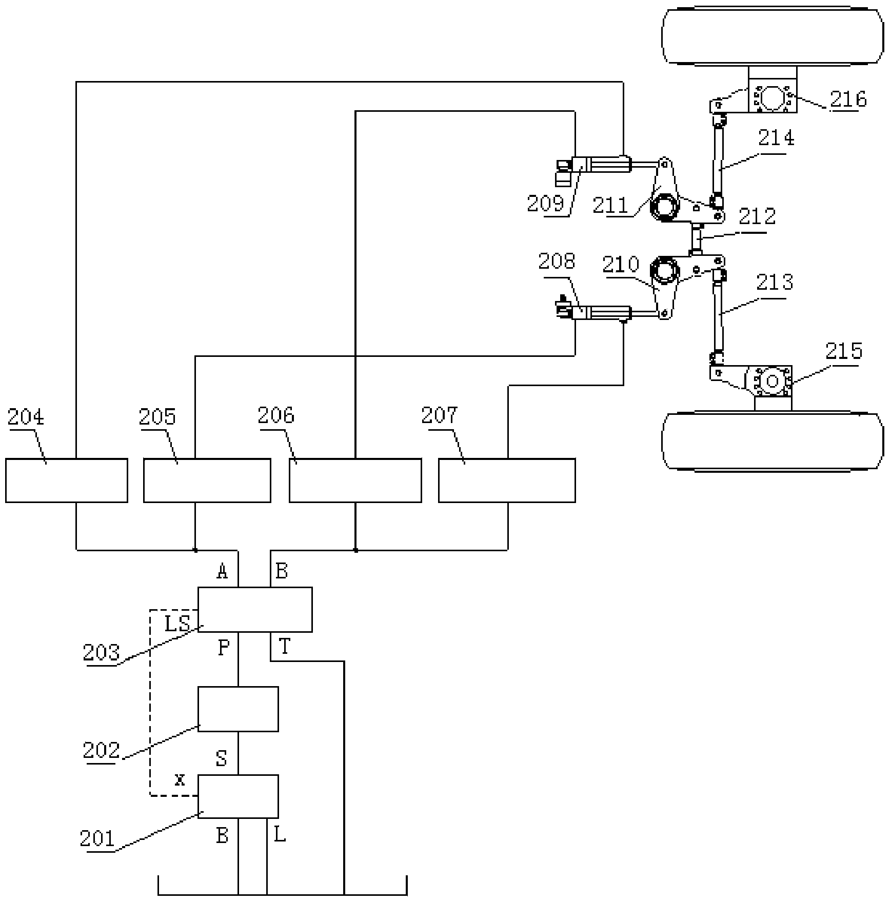 Steering system and independent suspension wheel type overload vehicle