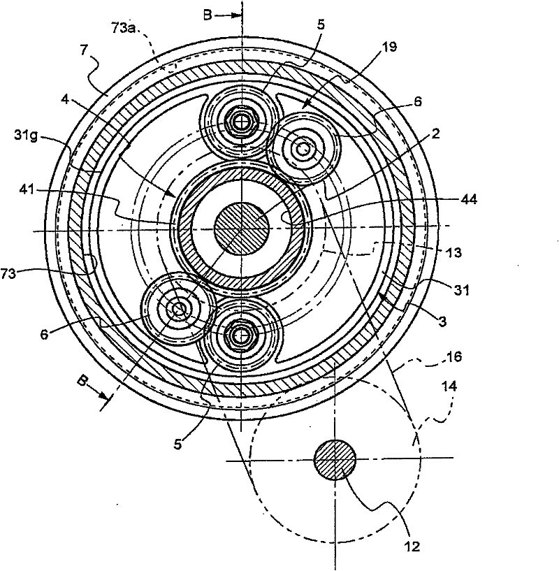 Planetary gear type selvage device of weaving machine