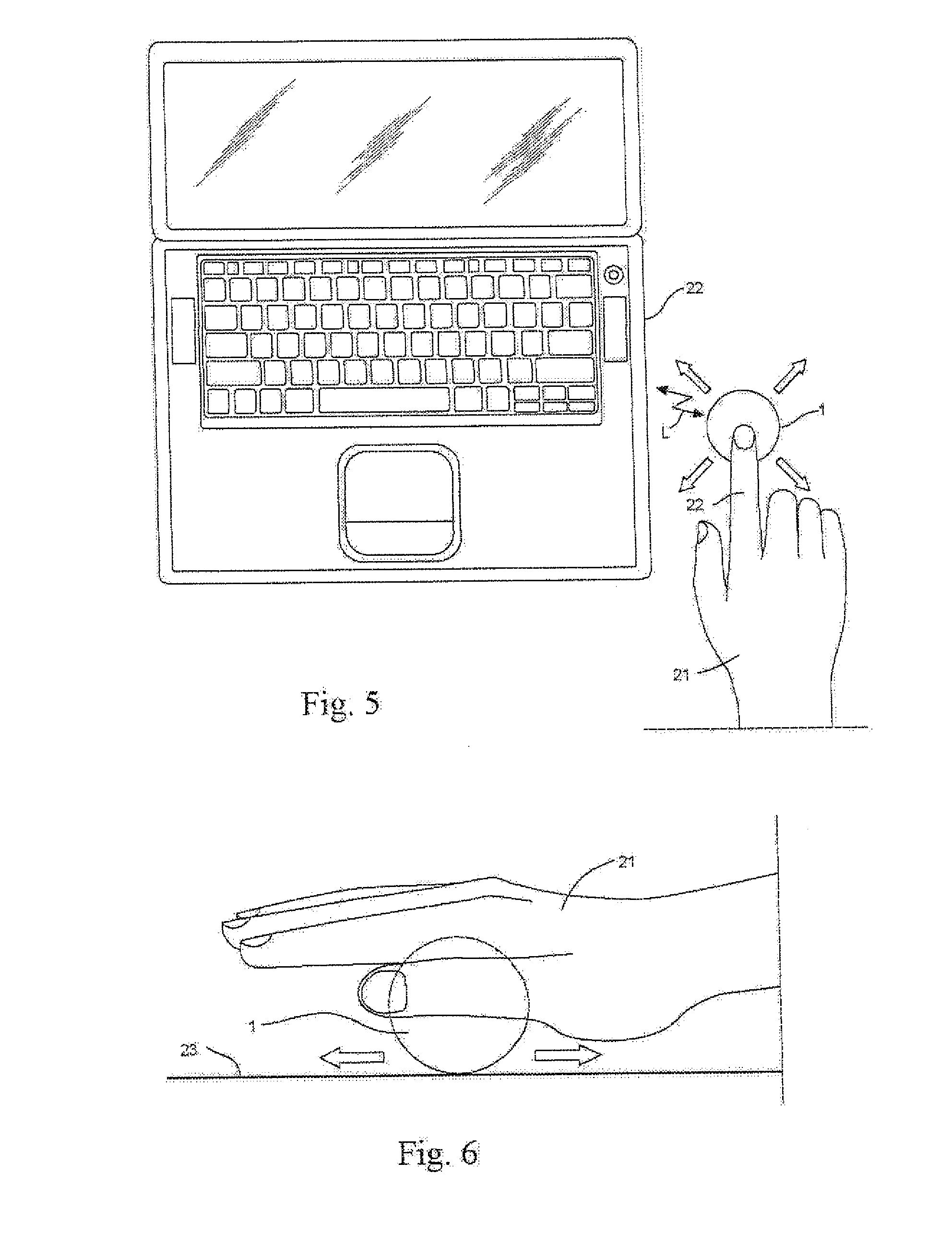 User operable pointing device such as mouse