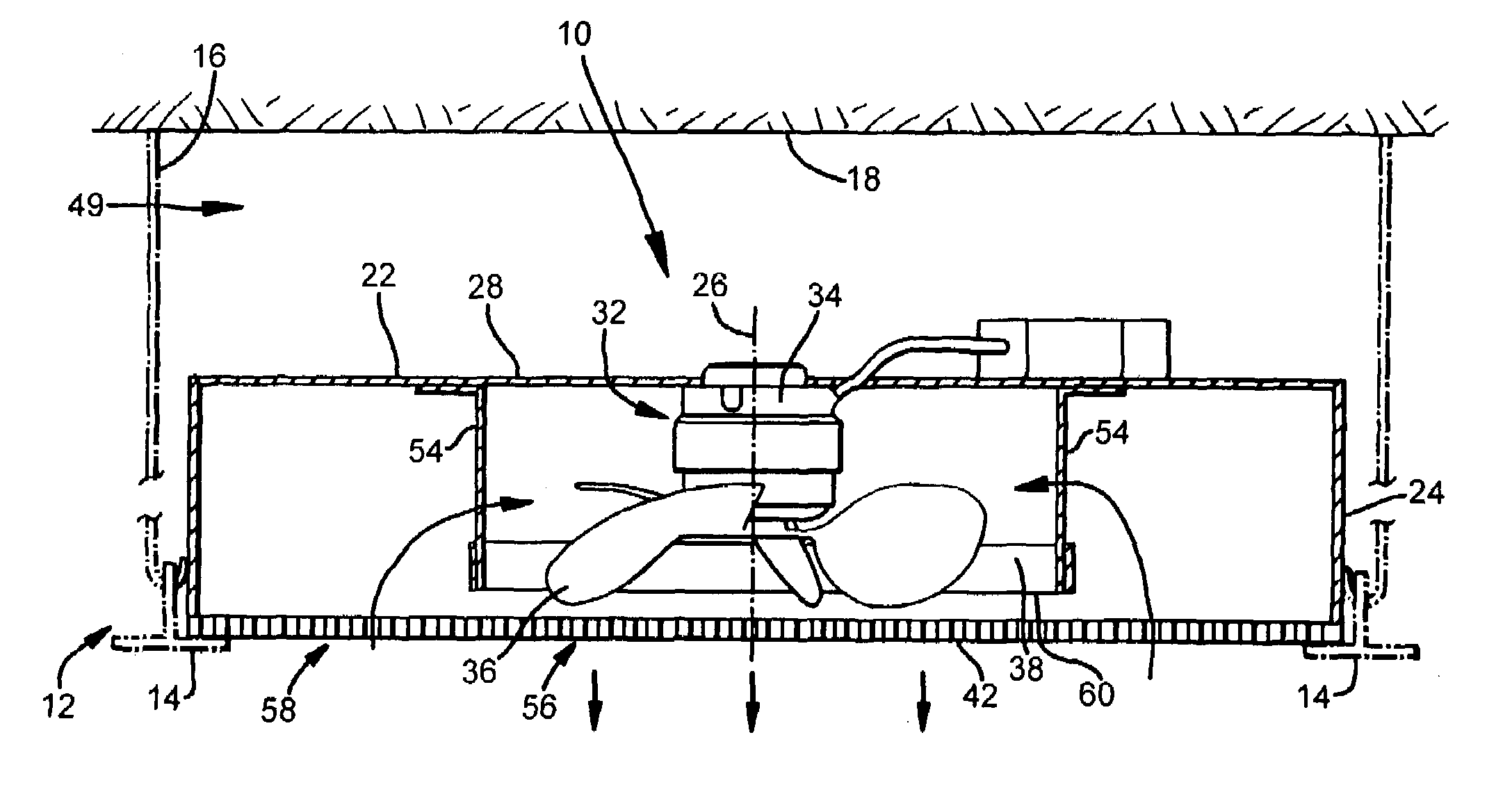 Drop ceiling air flow producer