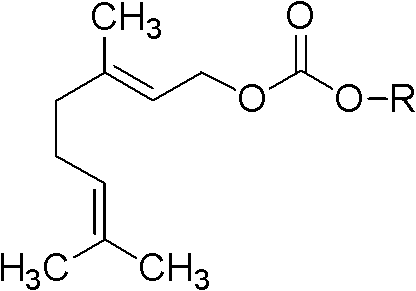 Monosaccharide geraniol carbonate monoester compound and preparation method and application thereof