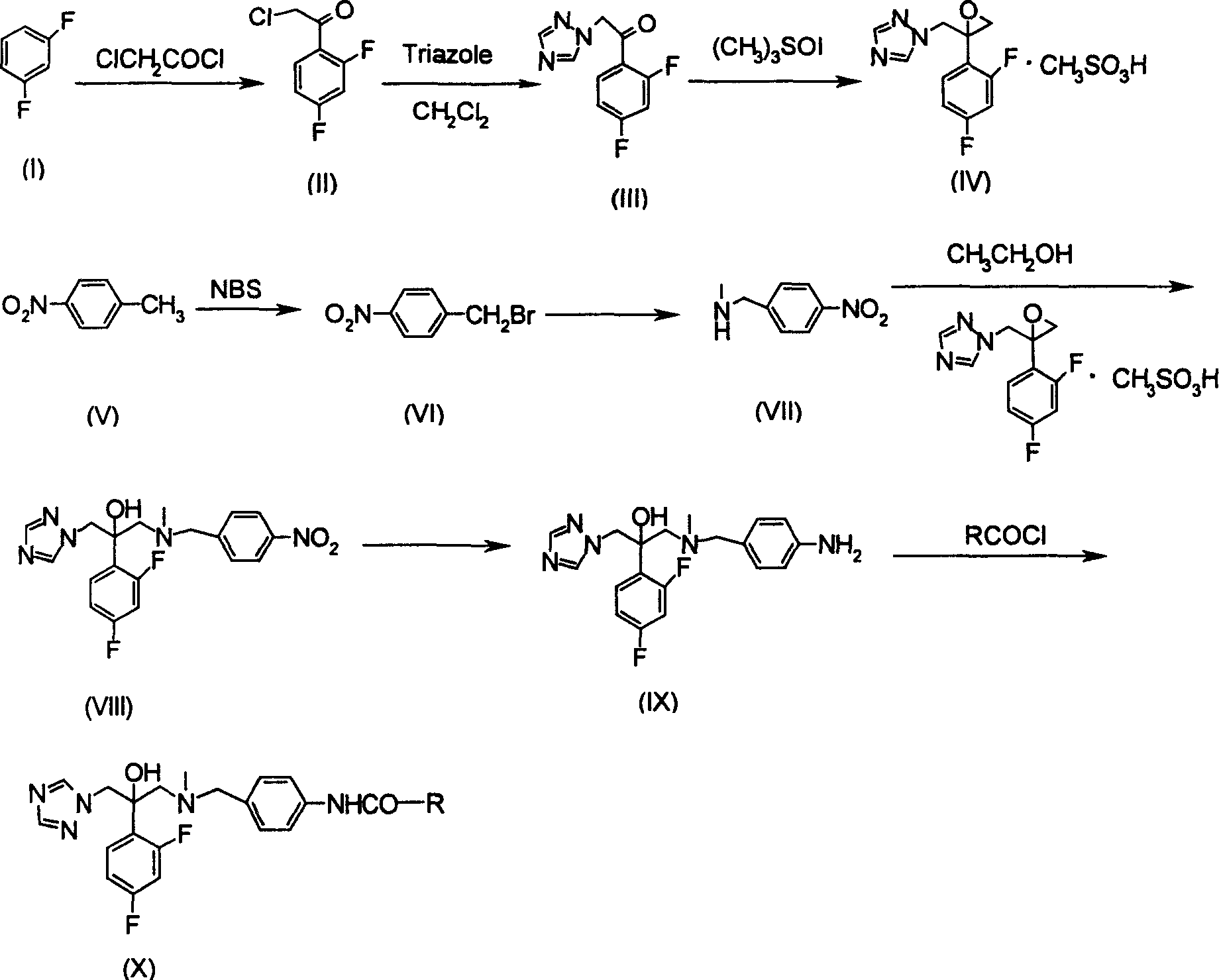 Antifungal compound of substitution benzyl triazole alcohols