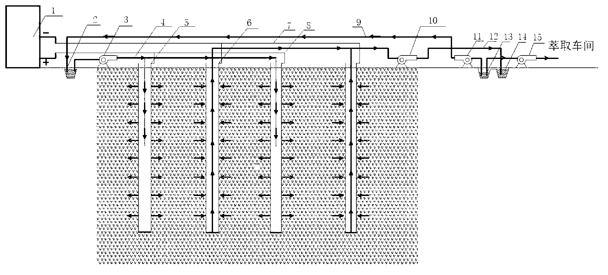 In-situ leaching method of electric field strengthened fine grain tailings