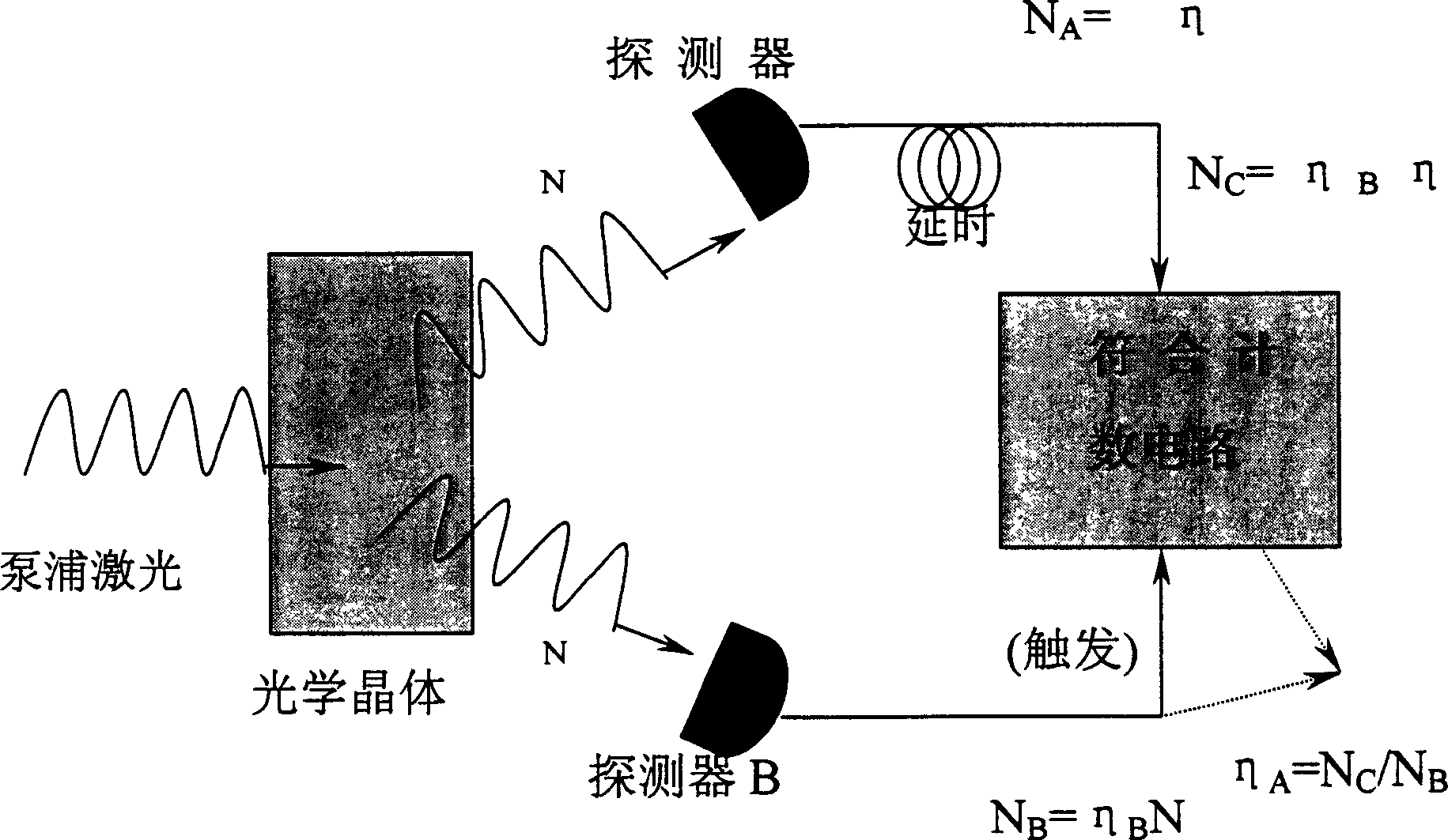 Absolute self-demarcating method for single photon detector quantum efficiency and private equipment thereof