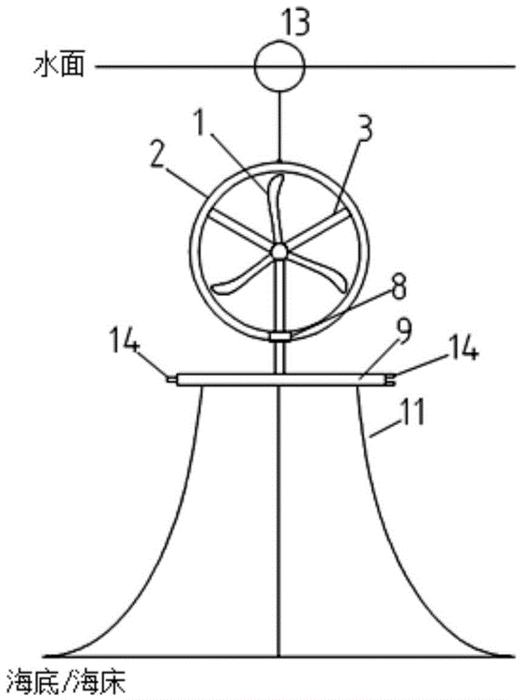 Shallowly-submerged floating type horizontal axis current power generation system with flow guide cover or covers