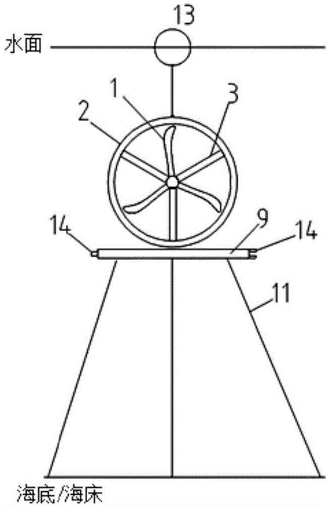 Shallowly-submerged floating type horizontal axis current power generation system with flow guide cover or covers