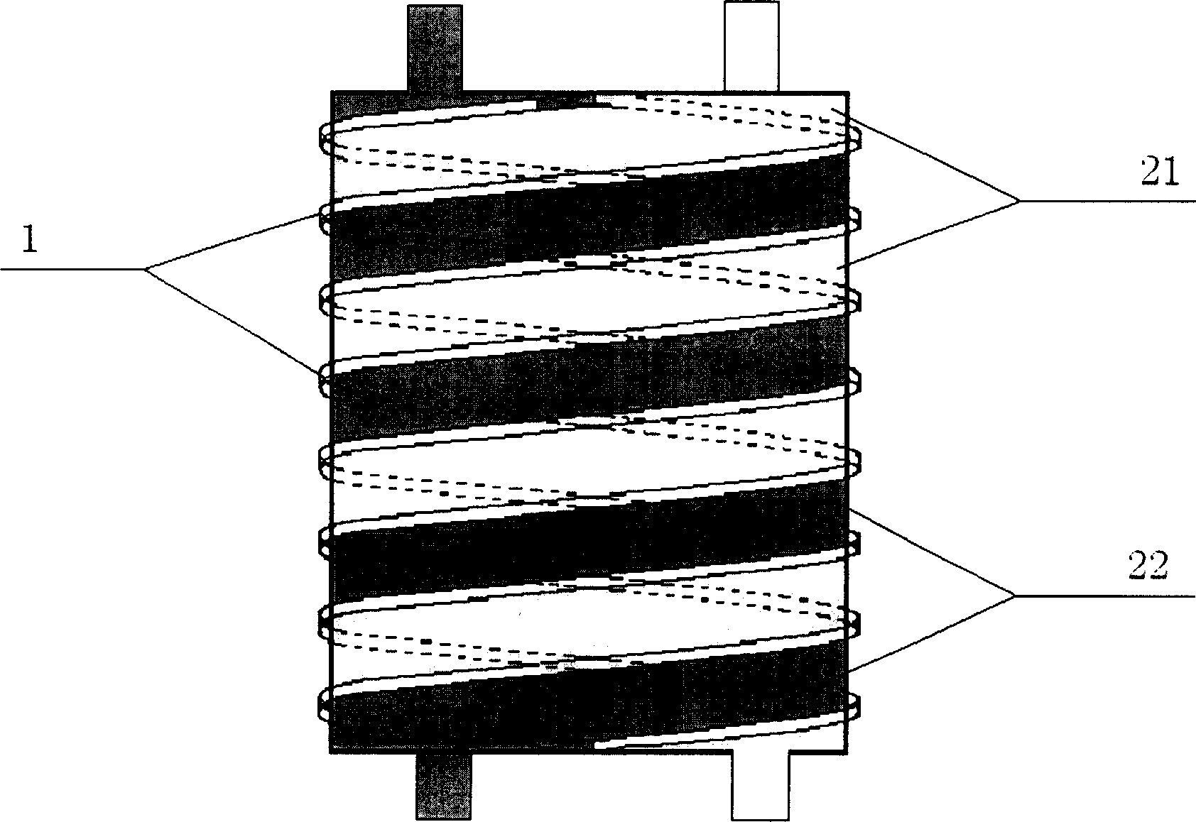 High temperature superconductive double helix current down-lead structure