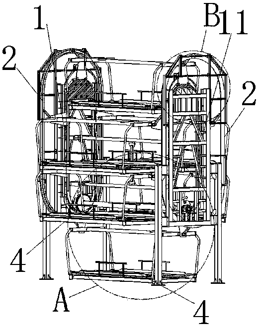 Frame body of vertical circulating three-dimensional garage and three-dimensional garage adopting the same