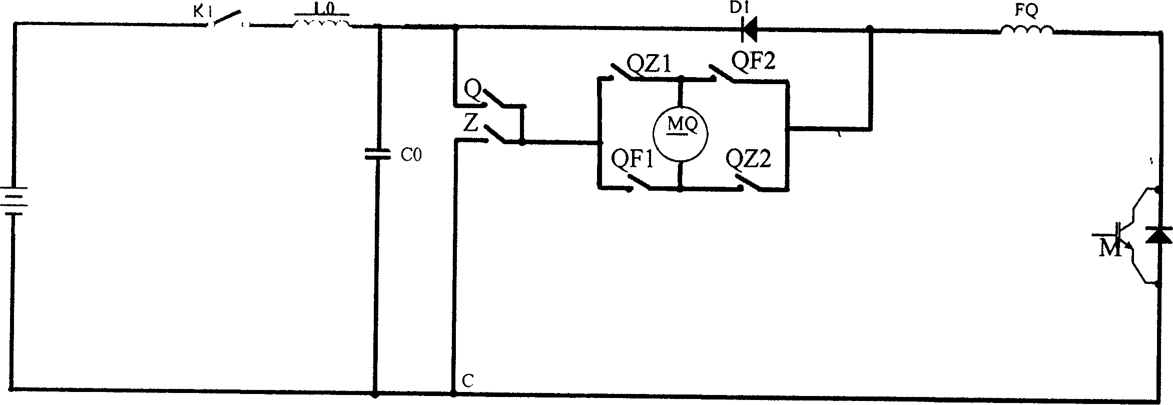 Regenerative braking chopping speed regulator for dc motor