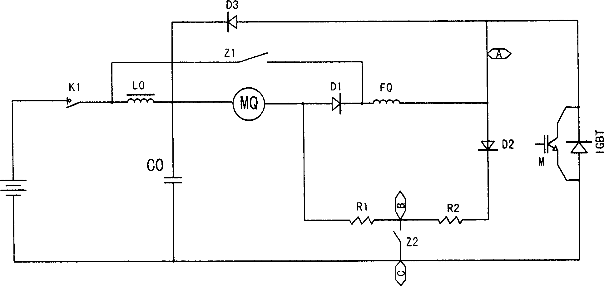 Regenerative braking chopping speed regulator for dc motor