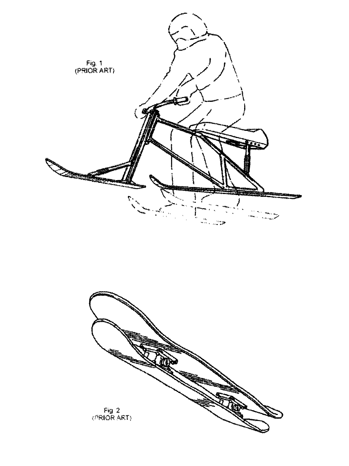 Method and apparatus for control of a collapsible gravity powered snow vehicle