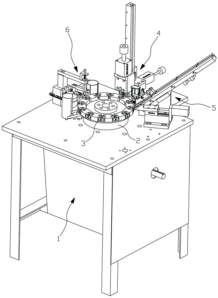 Assembling machine for automatically hanging pull tabs on the elephant trunk