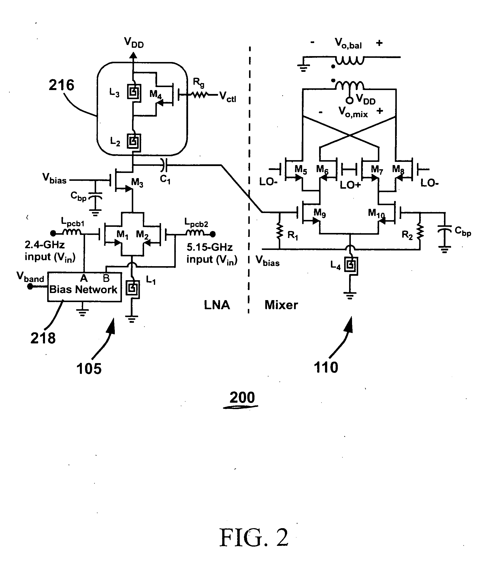 Dual-band CMOS front-end with two gain modes