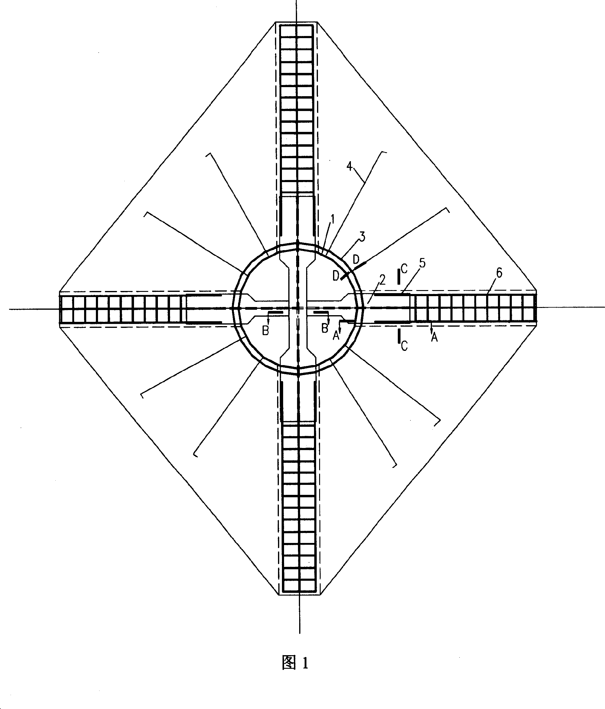 Node of steel tube concrete pole and steel reinforced concrete beam and processing method thereof