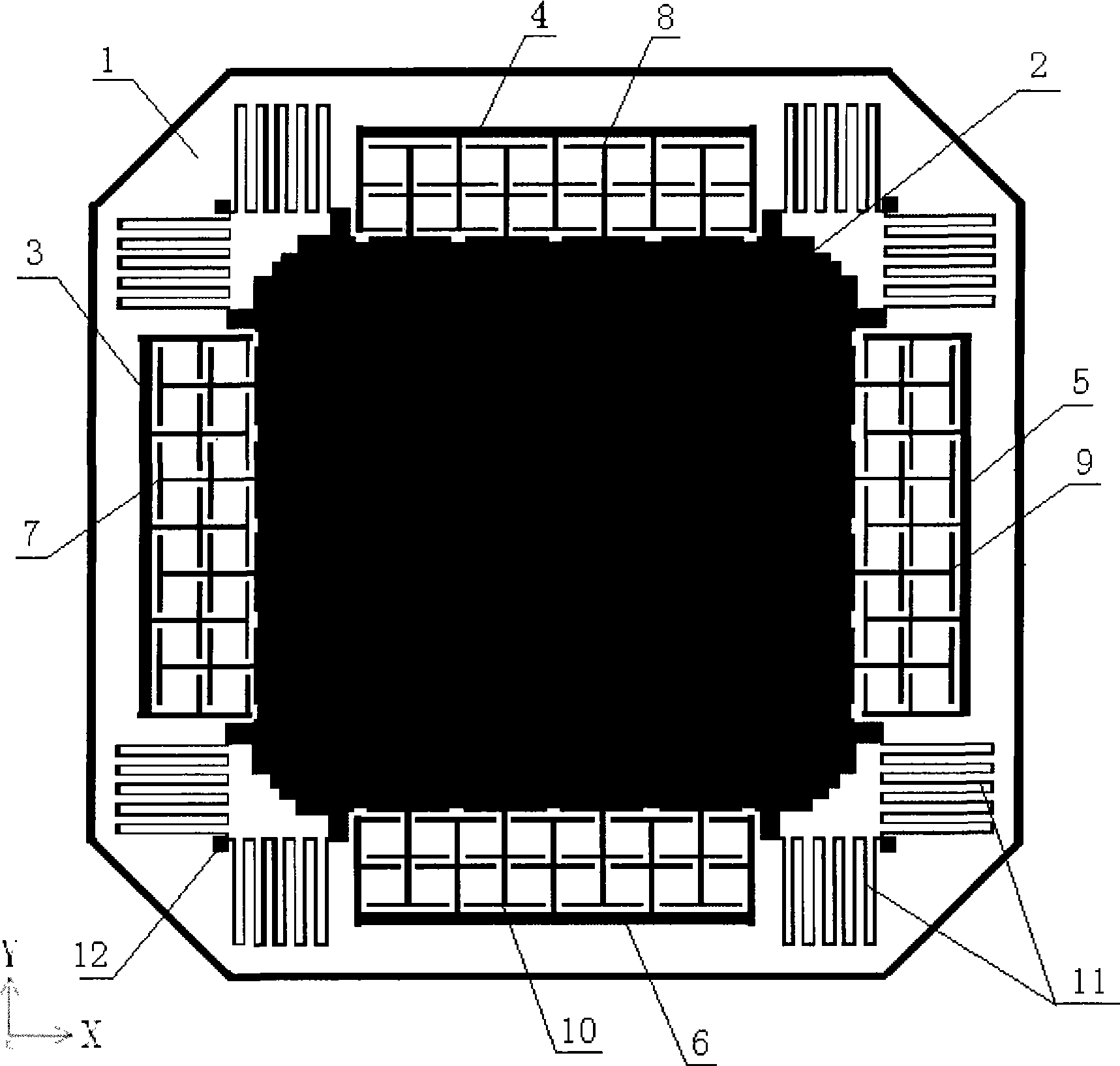 Comb condenser type dual-spindle accelerometer