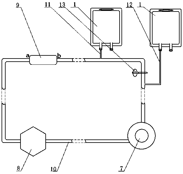 Pipeline pre-filling circulation device special for ECMO and application of device