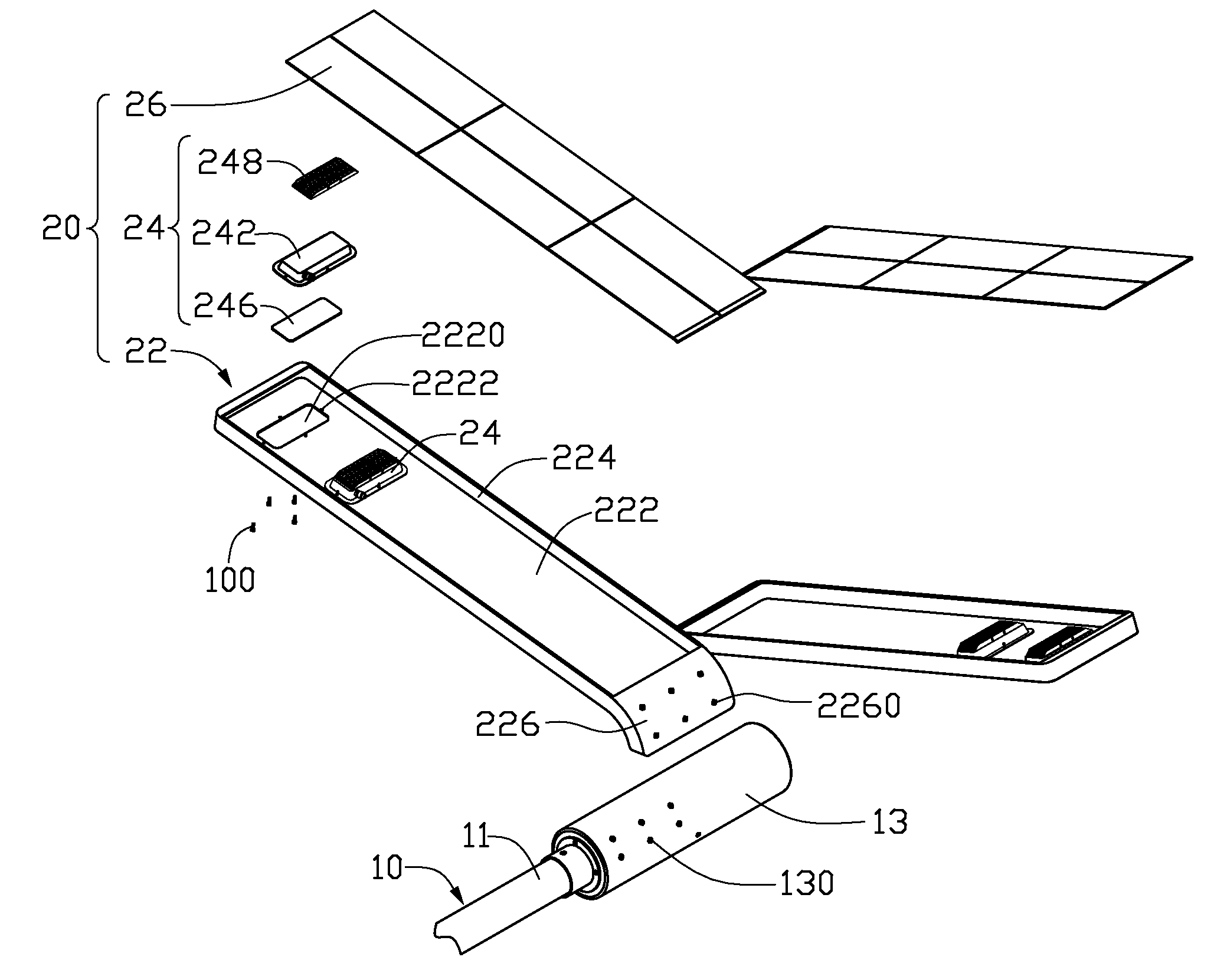 Solar LED lamp assembly