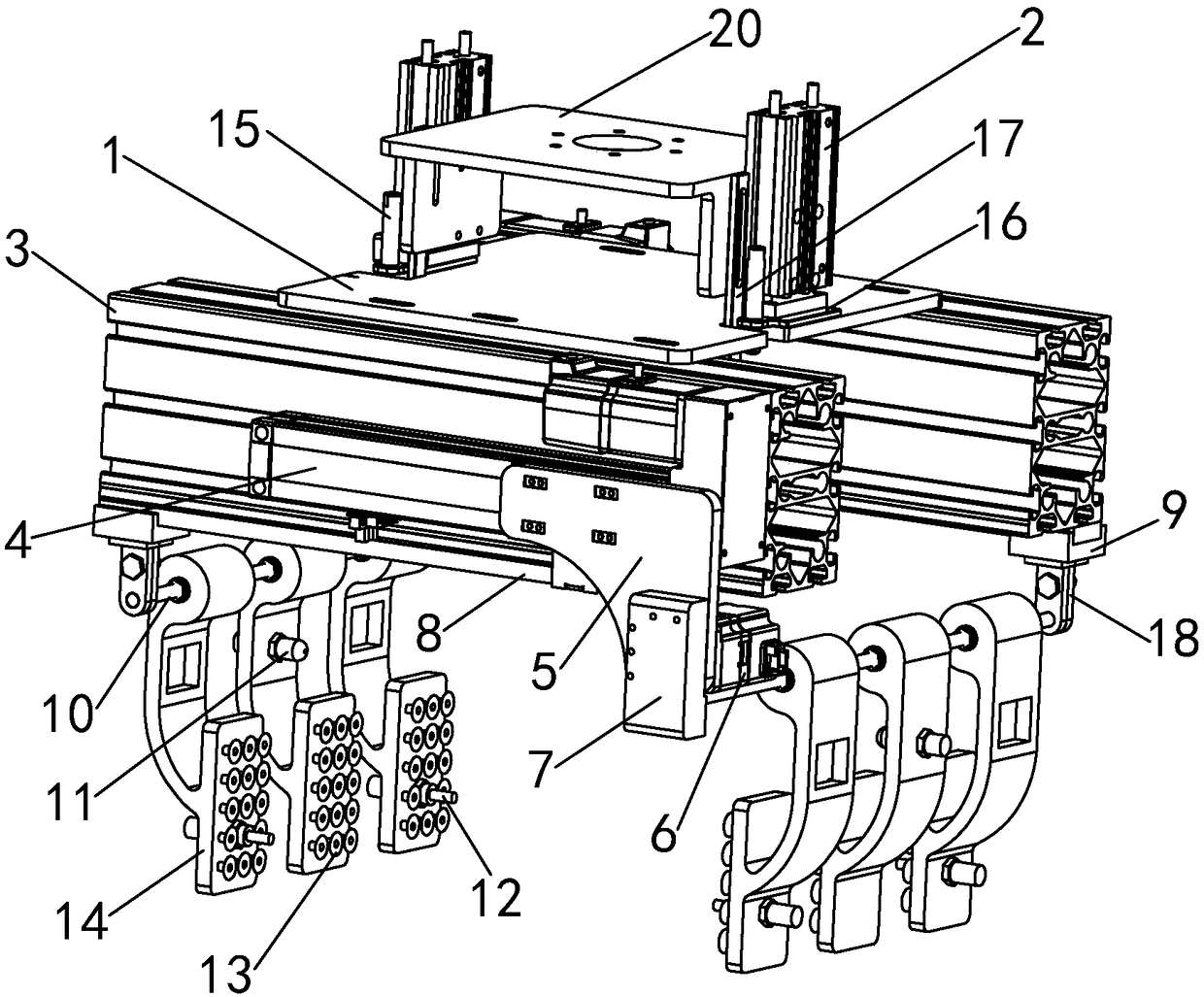 Flexible stacking clamp capable of automatically clamping and classifying products