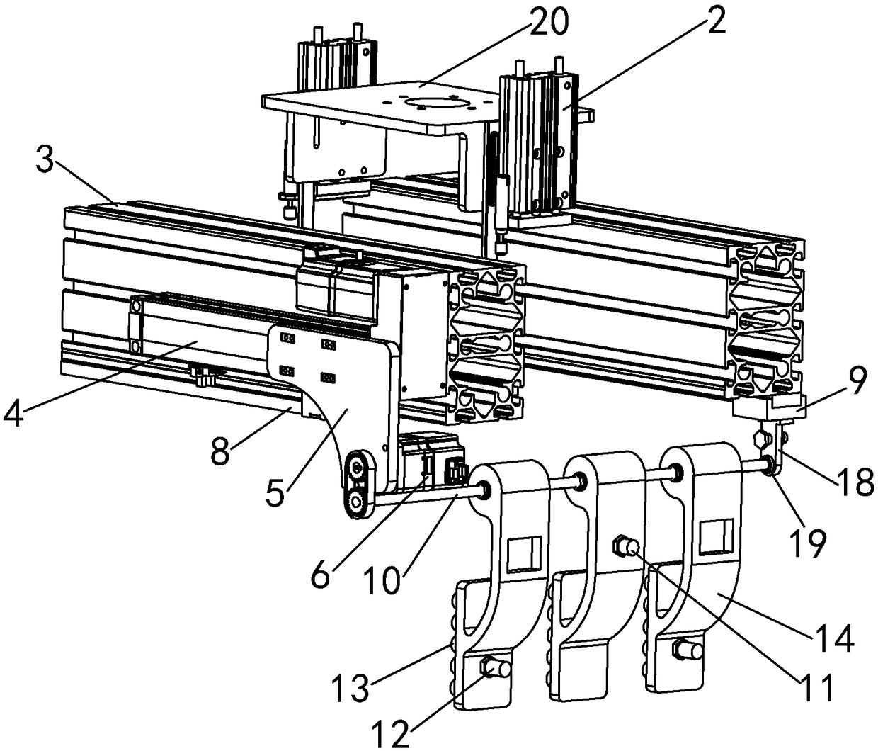 Flexible stacking clamp capable of automatically clamping and classifying products