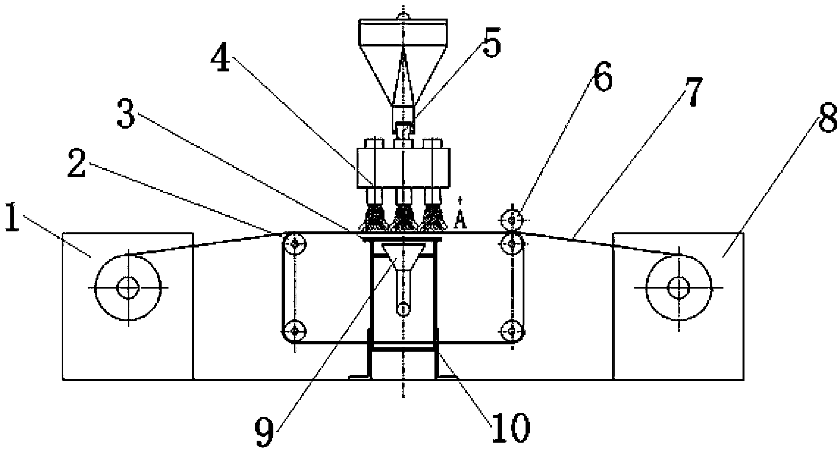 Device and process for mass production of nanometer fiber by melt electro-spinning method